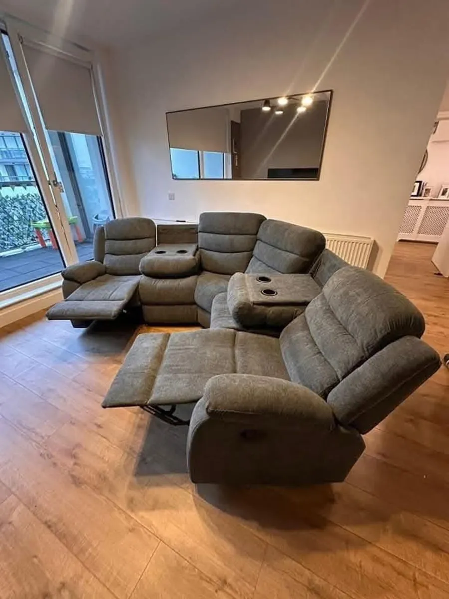 Roma Grey Fabric Manual Recliner Sofa - Image 4