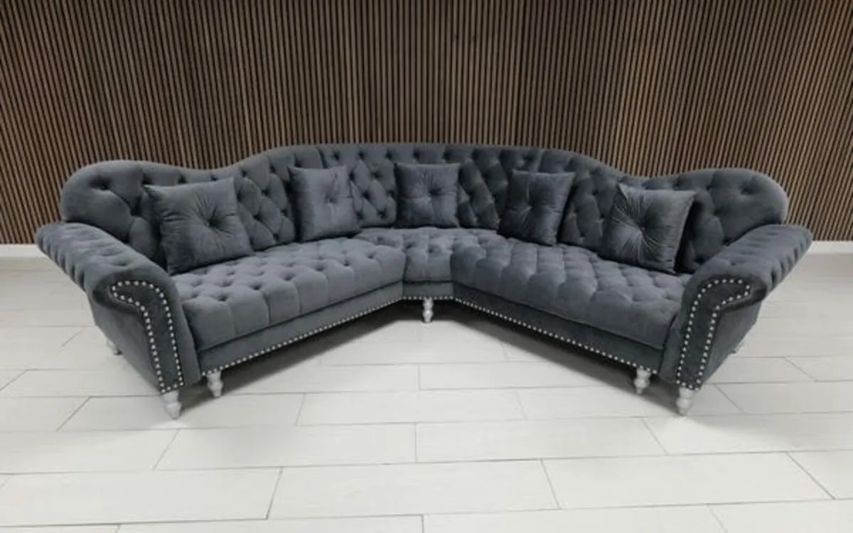 Elegance Grey Plush Velvet Fabric Sofa - Image 1