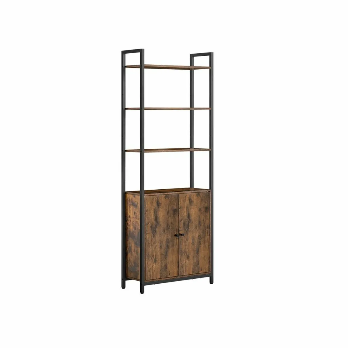 Bookcase Standing Shelf with Doors, Metal Frame, - Image 2