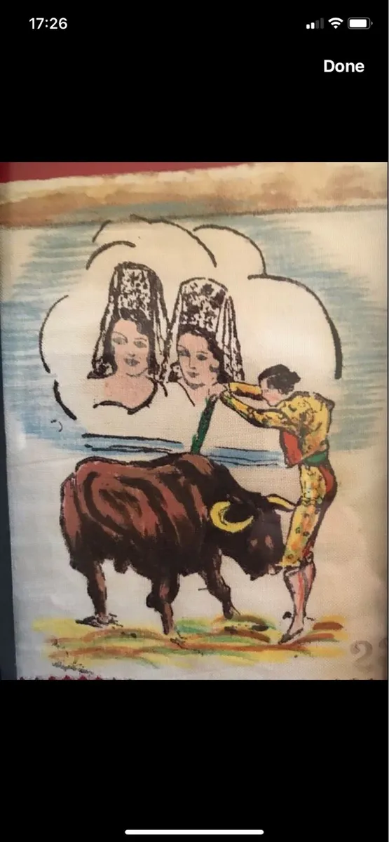 Spanish Bullfighting Art on Linen (11) - Image 4