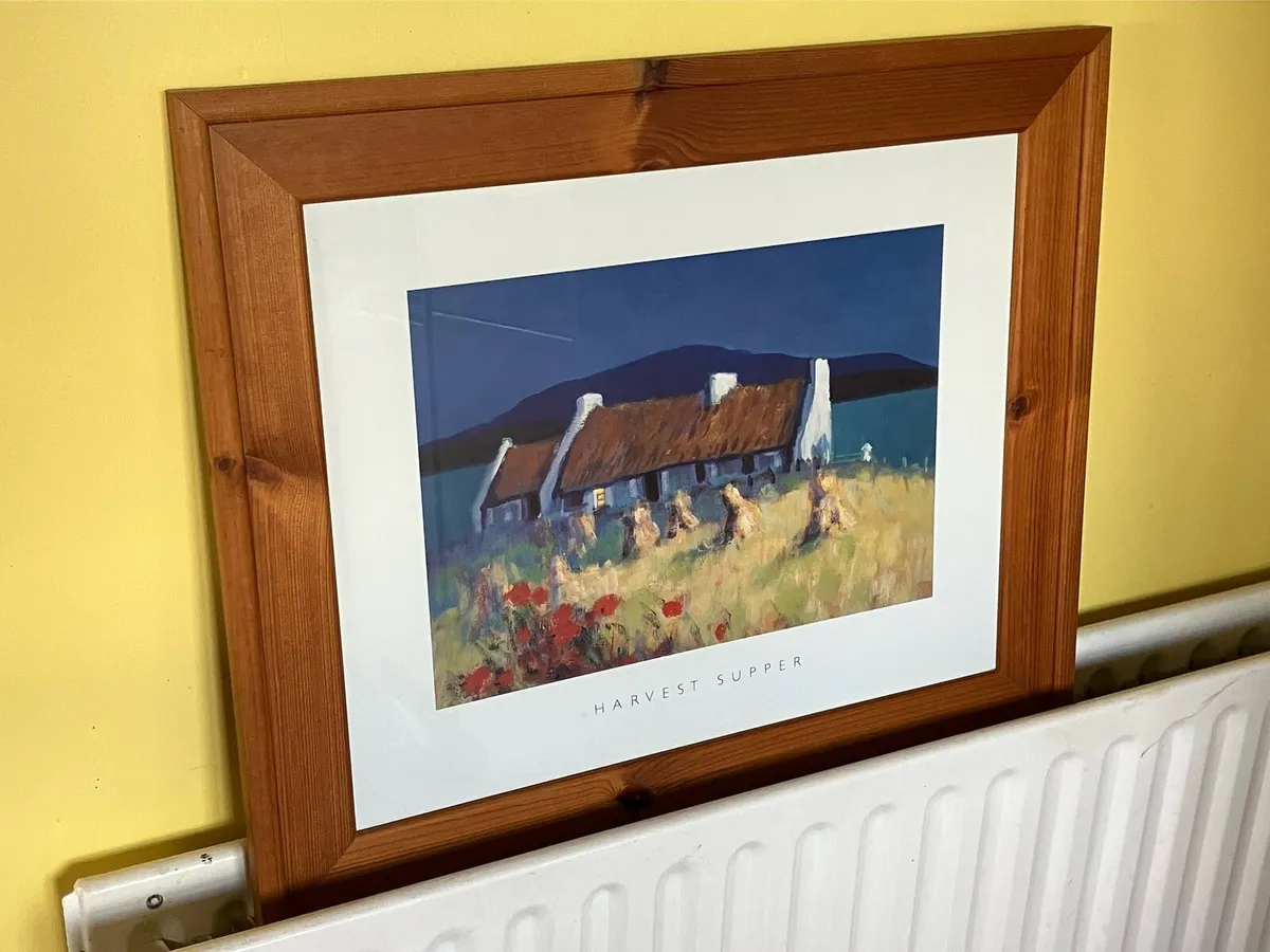 Large picture in wooden frame country cottage - Image 1