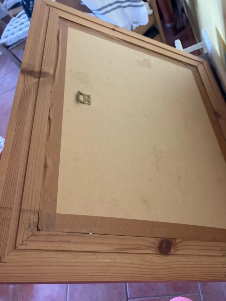 Large picture in wooden frame country cottage - Image 3