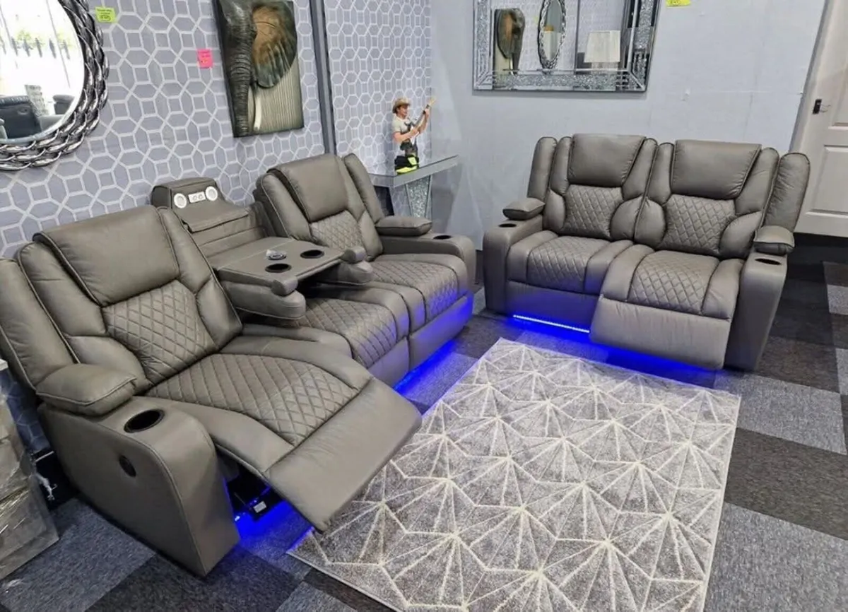 Electric Real Leather Orlando Recliner Sofa Set - Image 2