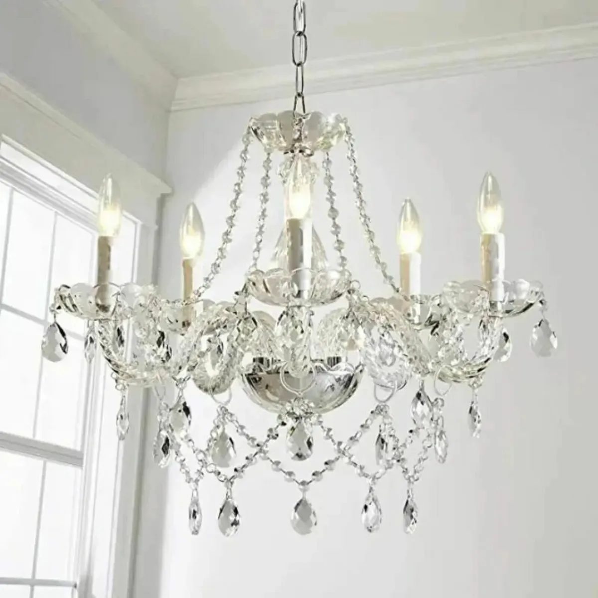 Chandelier Modern 5-Light Clear Crystal Elegant - Image 1