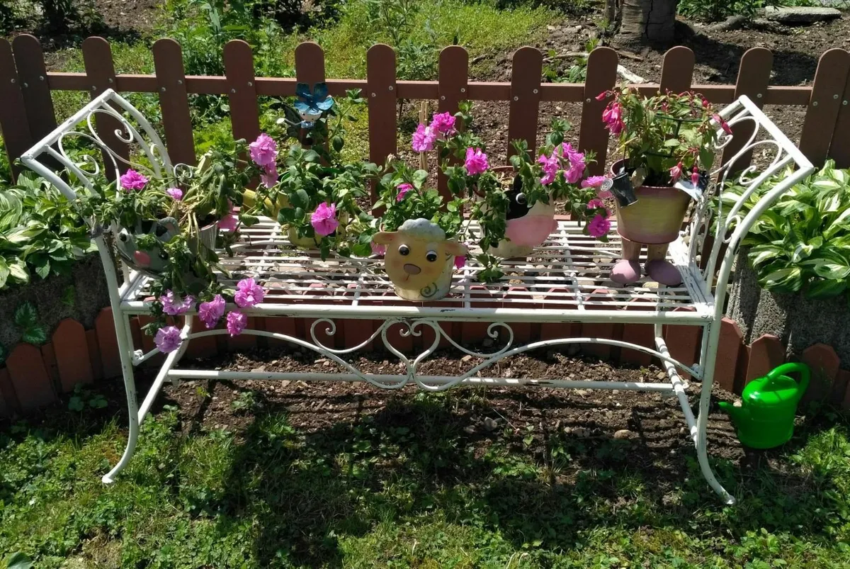 Garden Bench Shabby Chic White Iron Nostalgia Benc - Image 2