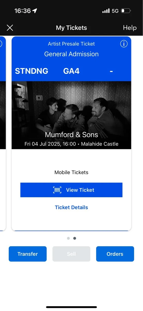 2 x Mumford and Sons Tickets