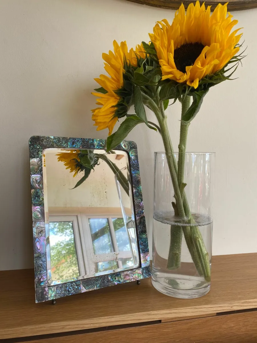 Vintage c1950s Mother of Pearl Bevelled Mirror - Image 1