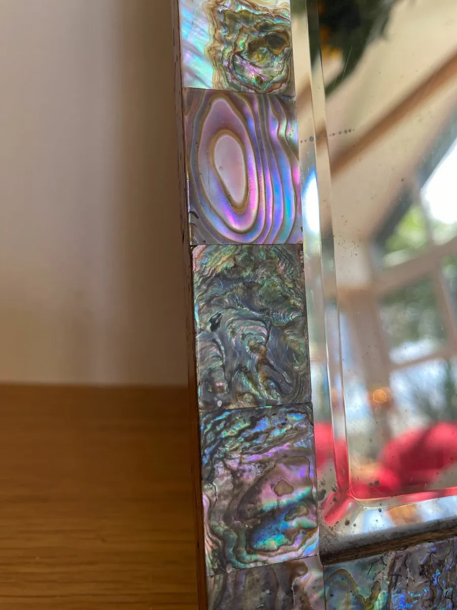 Vintage c1950s Mother of Pearl Bevelled Mirror - Image 2