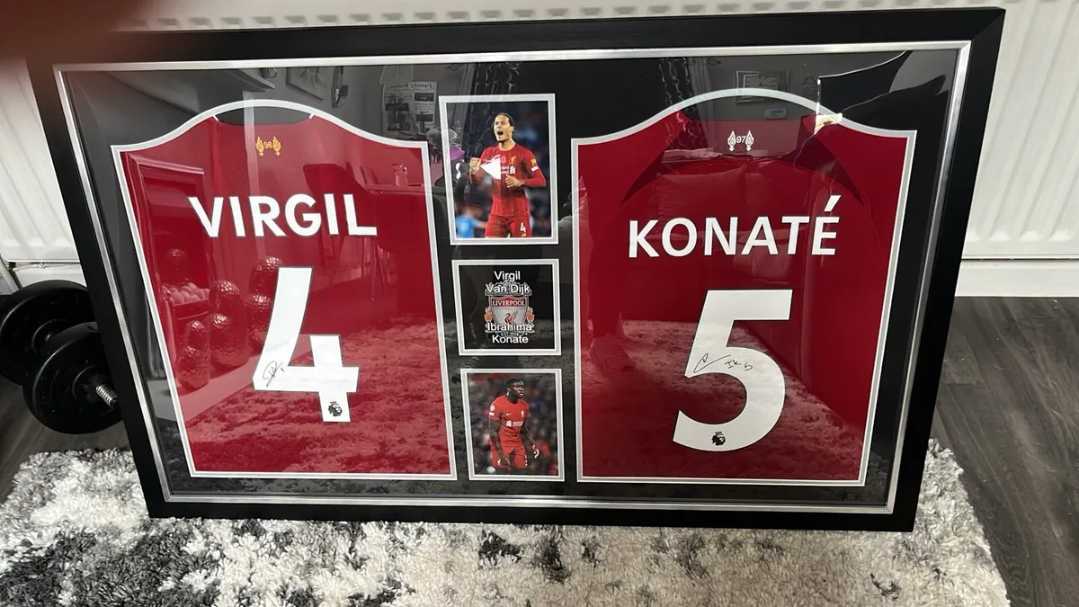 Liverpool Frame with 2 signed jerseys - Image 1
