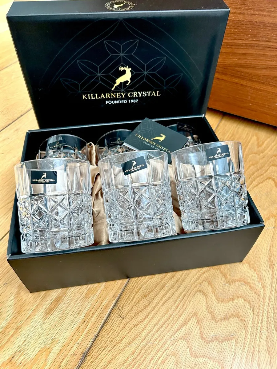 Killarney Crystal “Brandon” Whiskey Glasses - Image 1