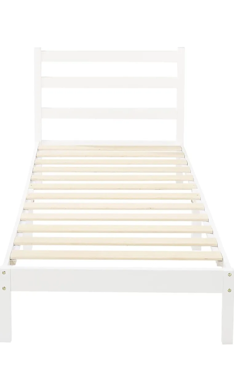 Basics Solid Pine Wood Platform Bed Frame with Rib - Image 4