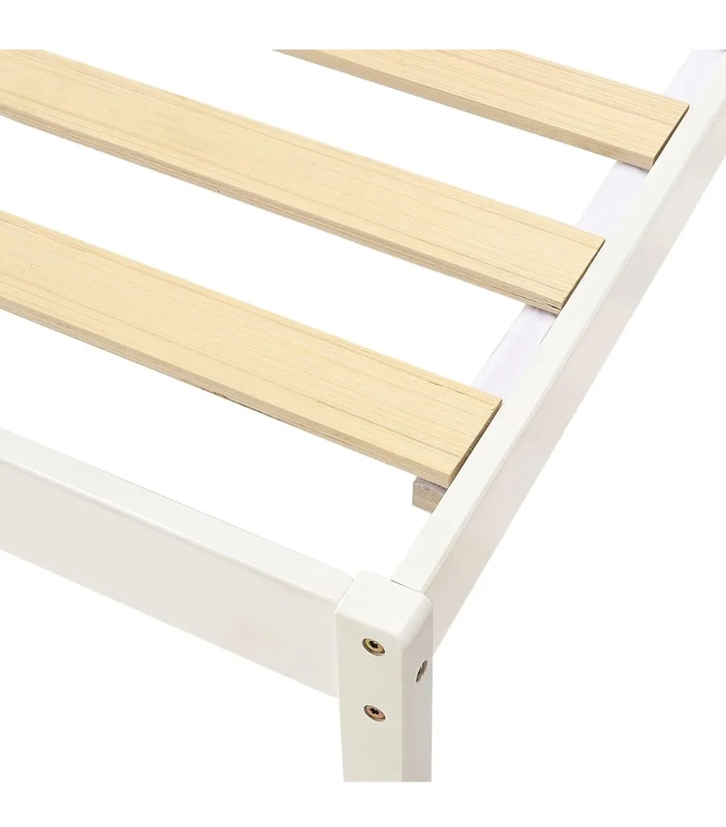 Basics Solid Pine Wood Platform Bed Frame with Rib - Image 2
