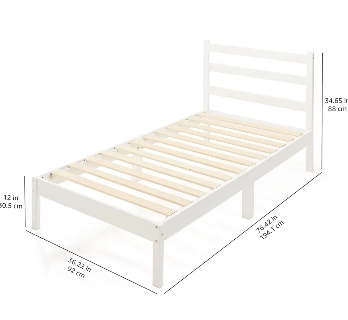 Basics Solid Pine Wood Platform Bed Frame with Rib - Image 3