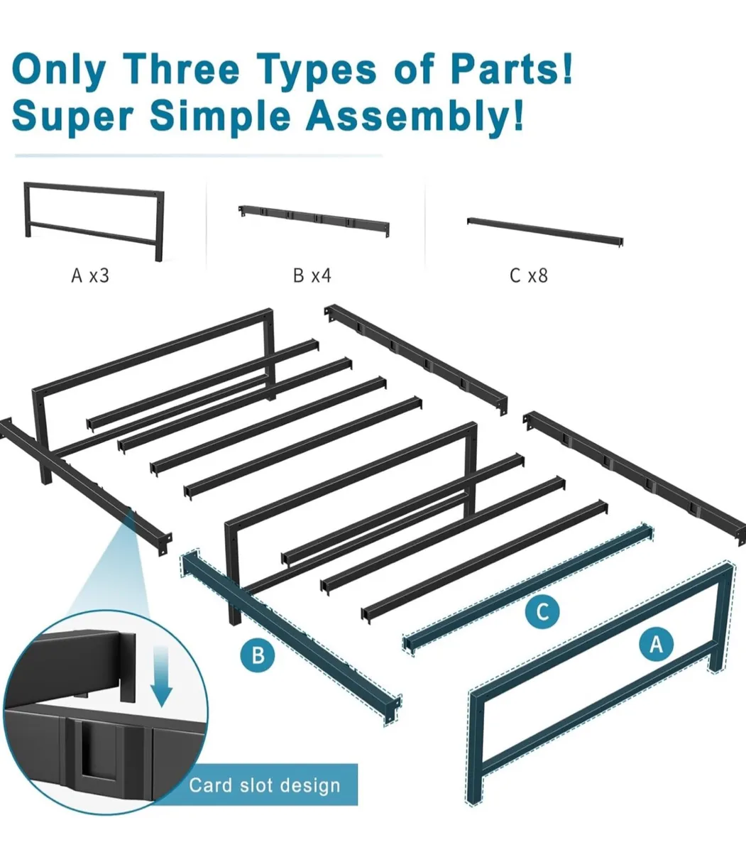 3ft Single Bed Heavy Duty Steel Slats Single Metal - Image 3
