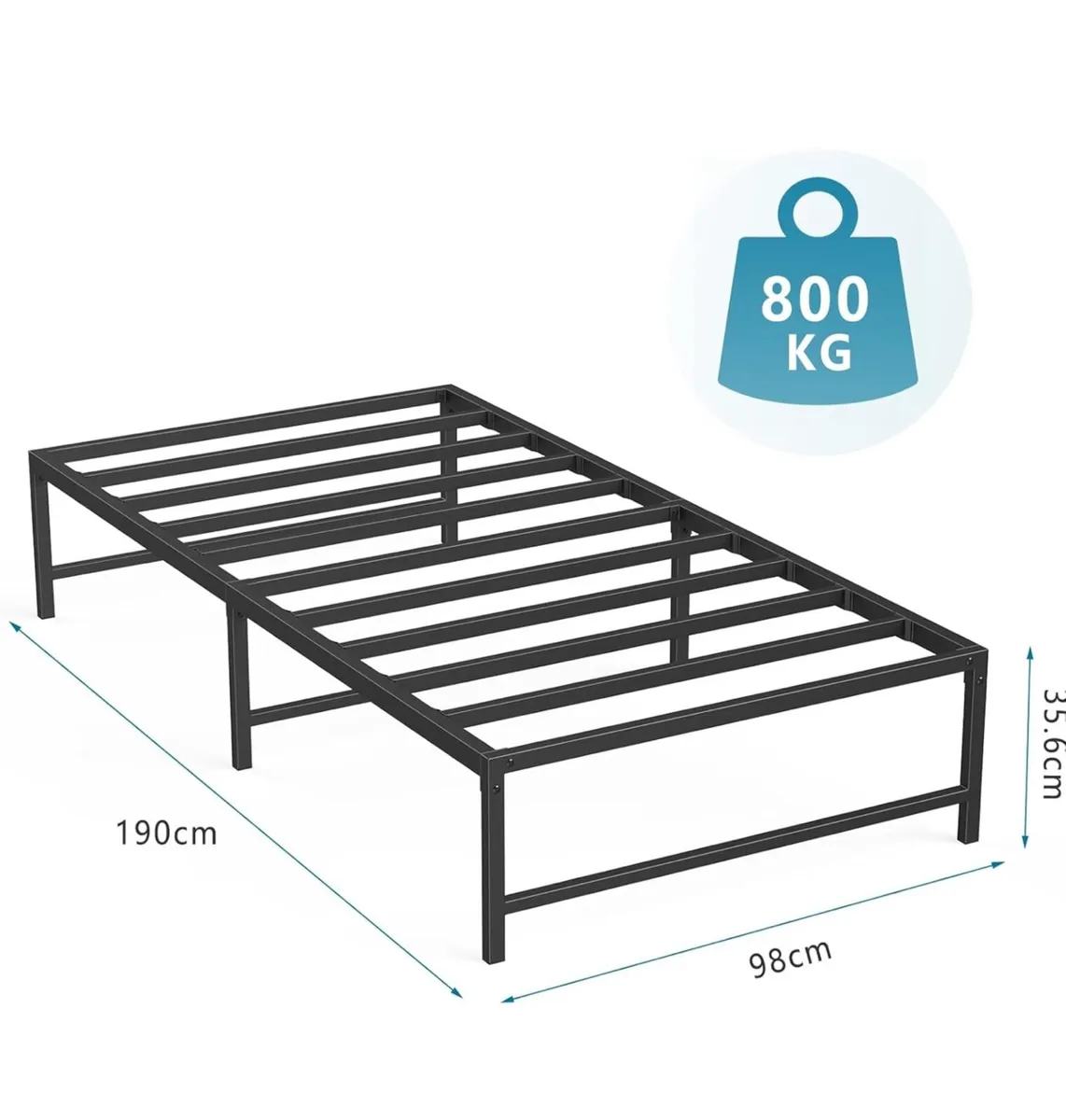 3ft Single Bed Heavy Duty Steel Slats Single Metal - Image 2