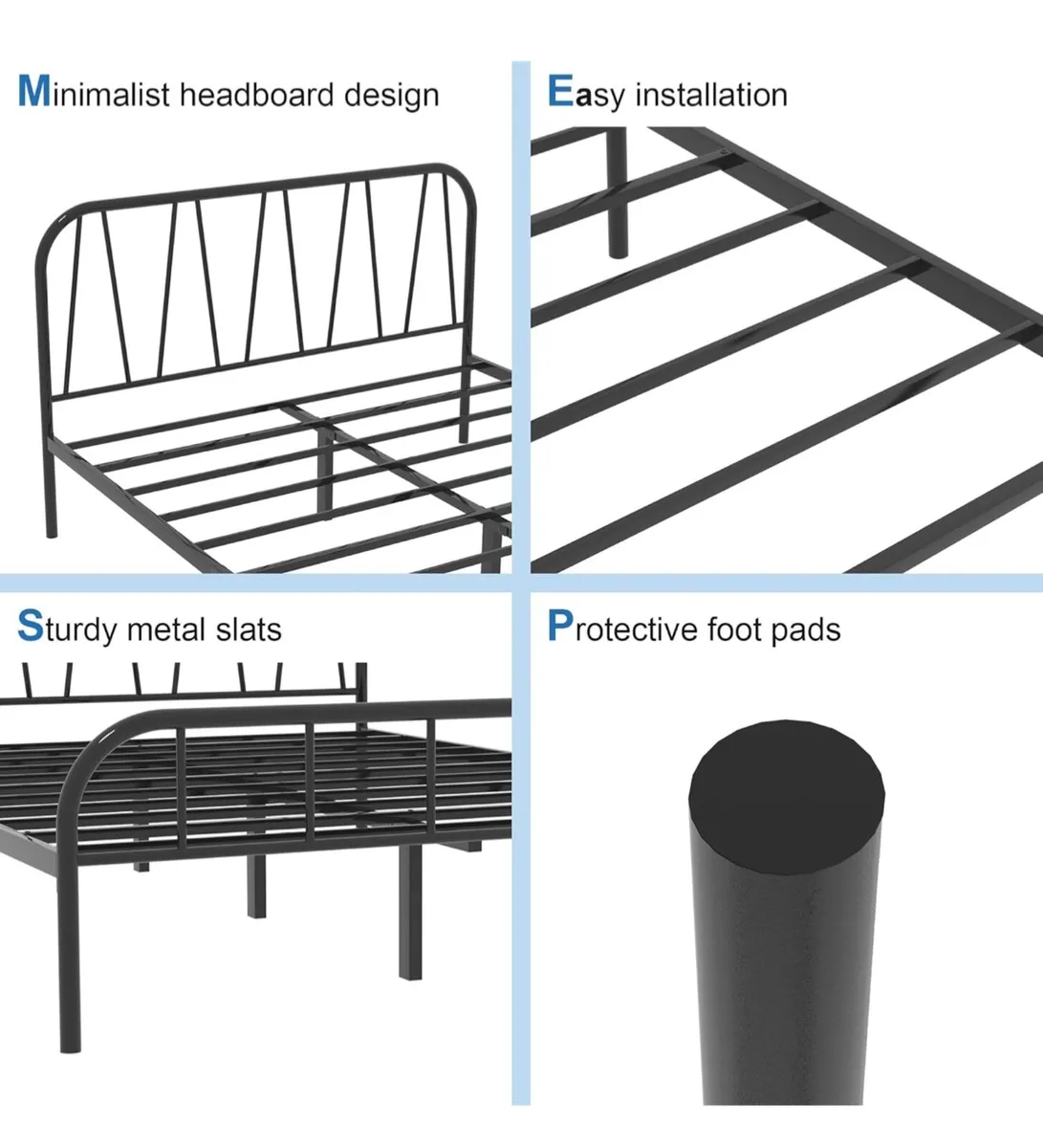 Single Bed Frame, Solid Metal Bed Frame - Image 2