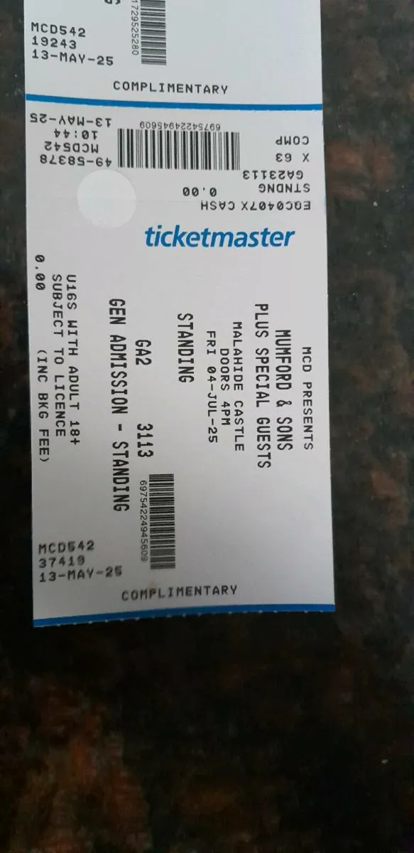 Mumford and Son's Concert Tickets - Image 1
