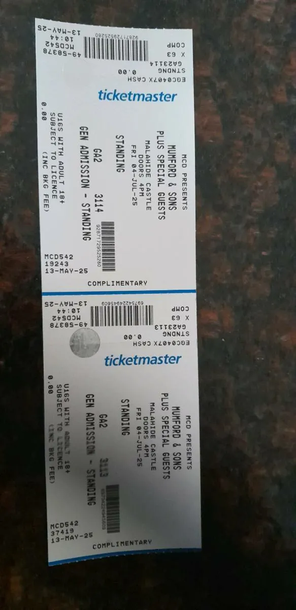 Mumford and Son's Concert Tickets - Image 2