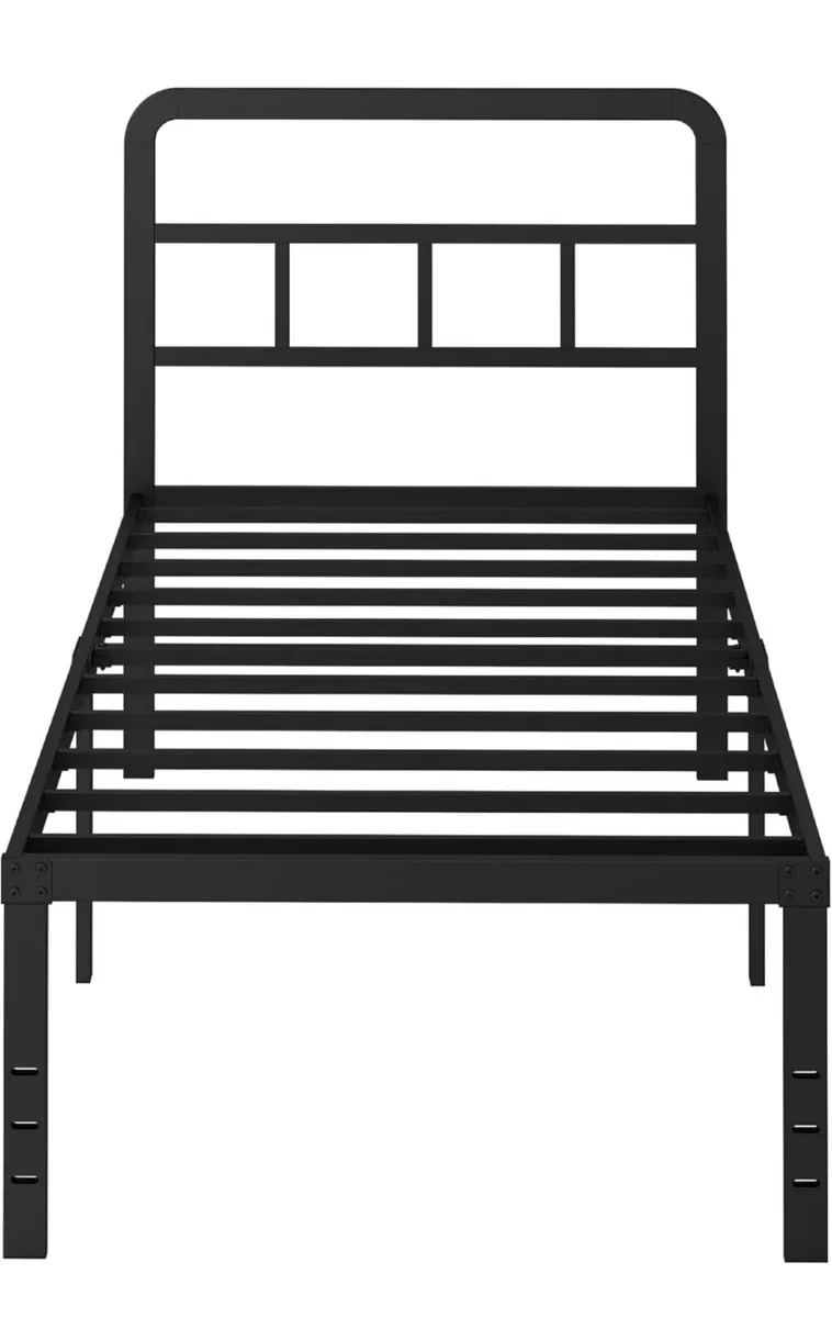 Black Single Bed Frame 3ft with Curved Headboard, - Image 3