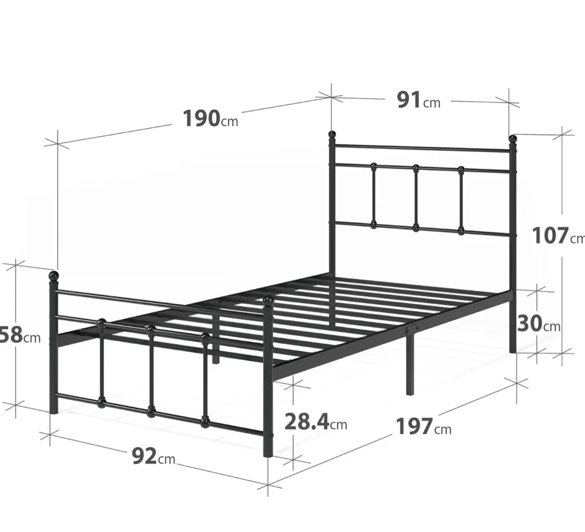 Single Bed Frame Bed 90x190 cm - Image 2