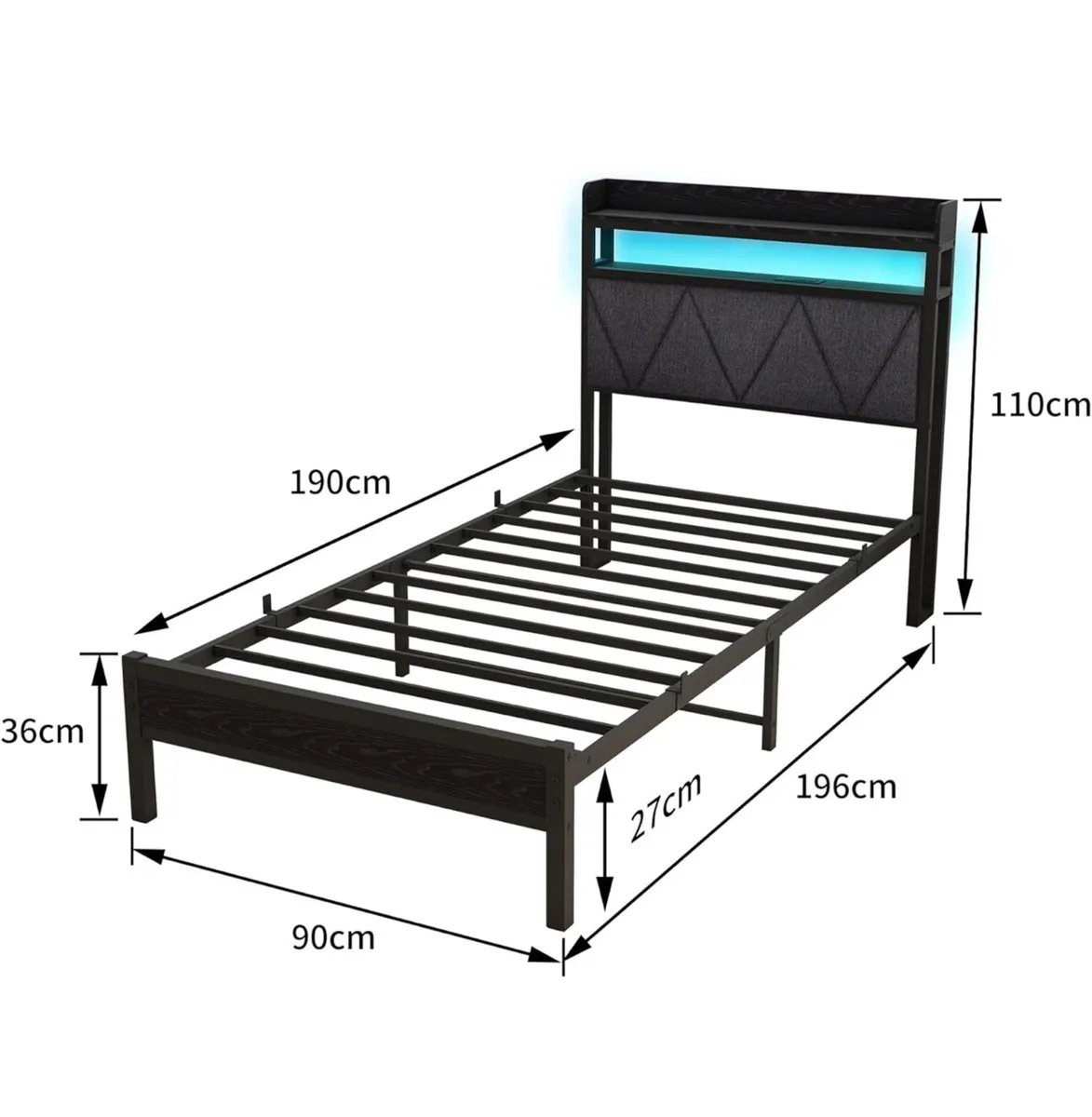 Single Bed Frames with 3ft Upholstered Wooden Two - Image 2