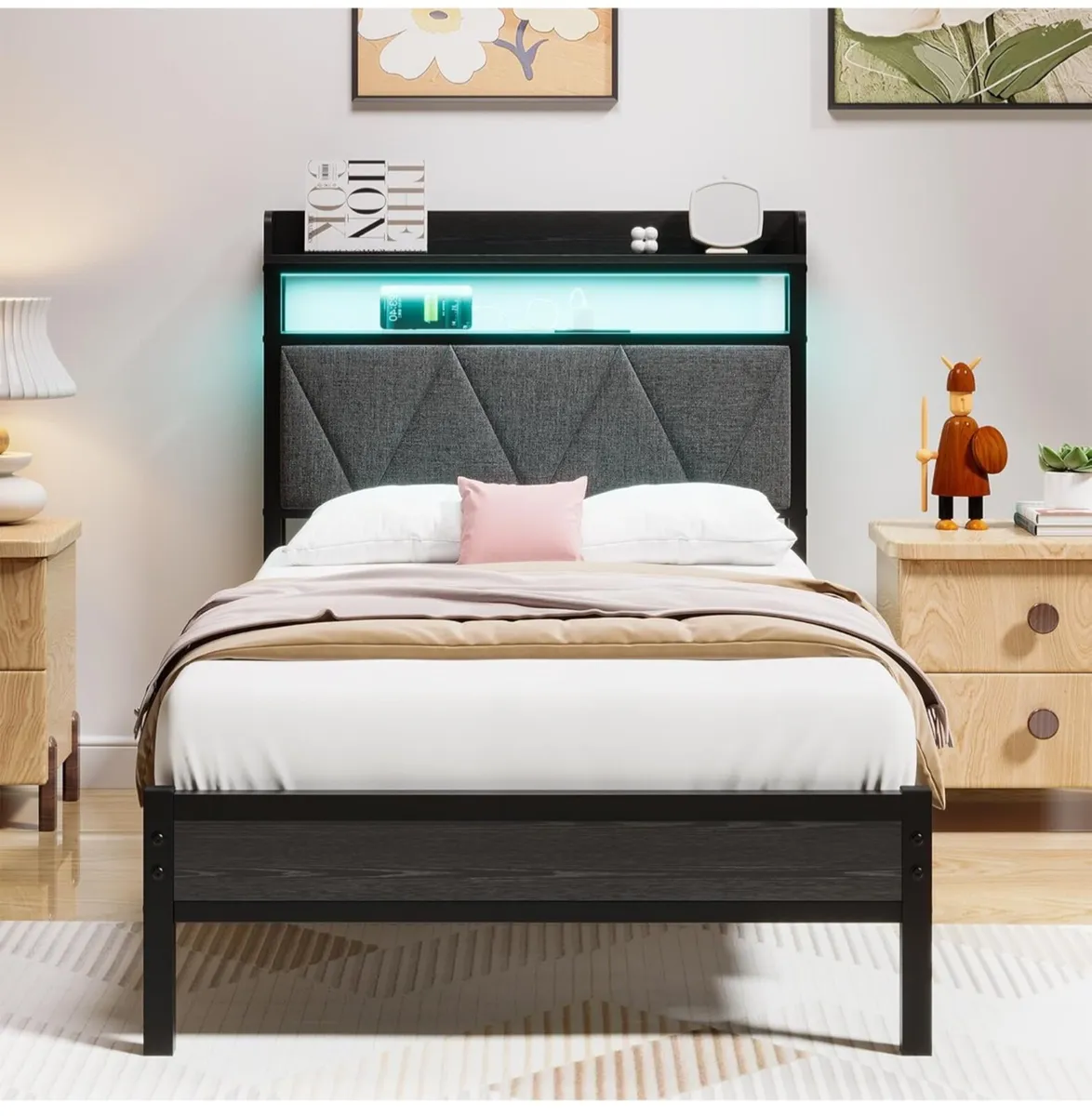 Single Bed Frames with 3ft Upholstered Wooden Two - Image 1