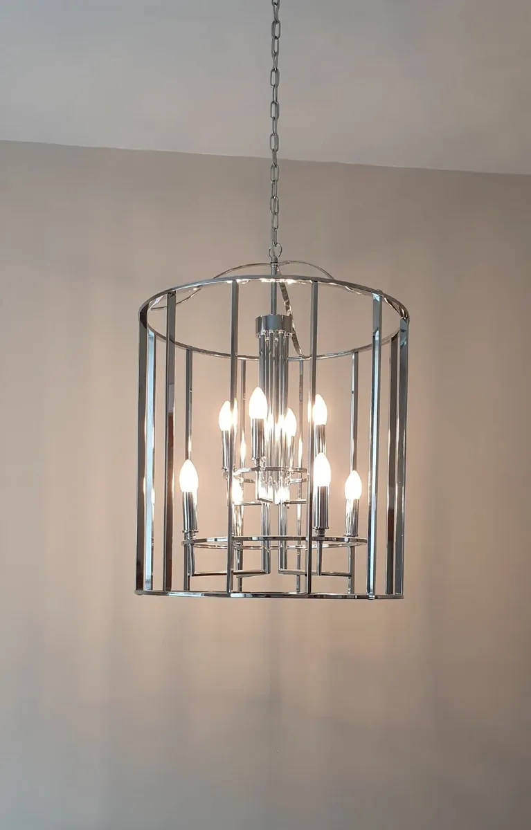 8 Light Ceiling Lantern Light in polished chrome - Image 1