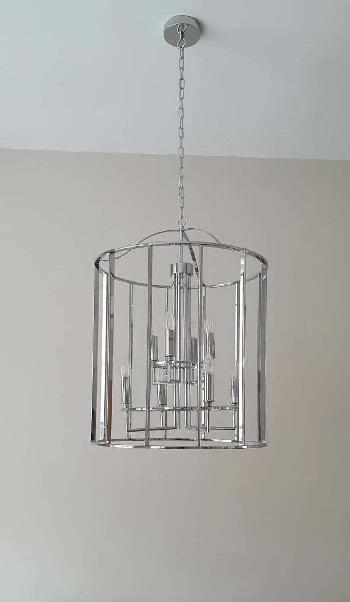 8 Light Ceiling Lantern Light in polished chrome - Image 2