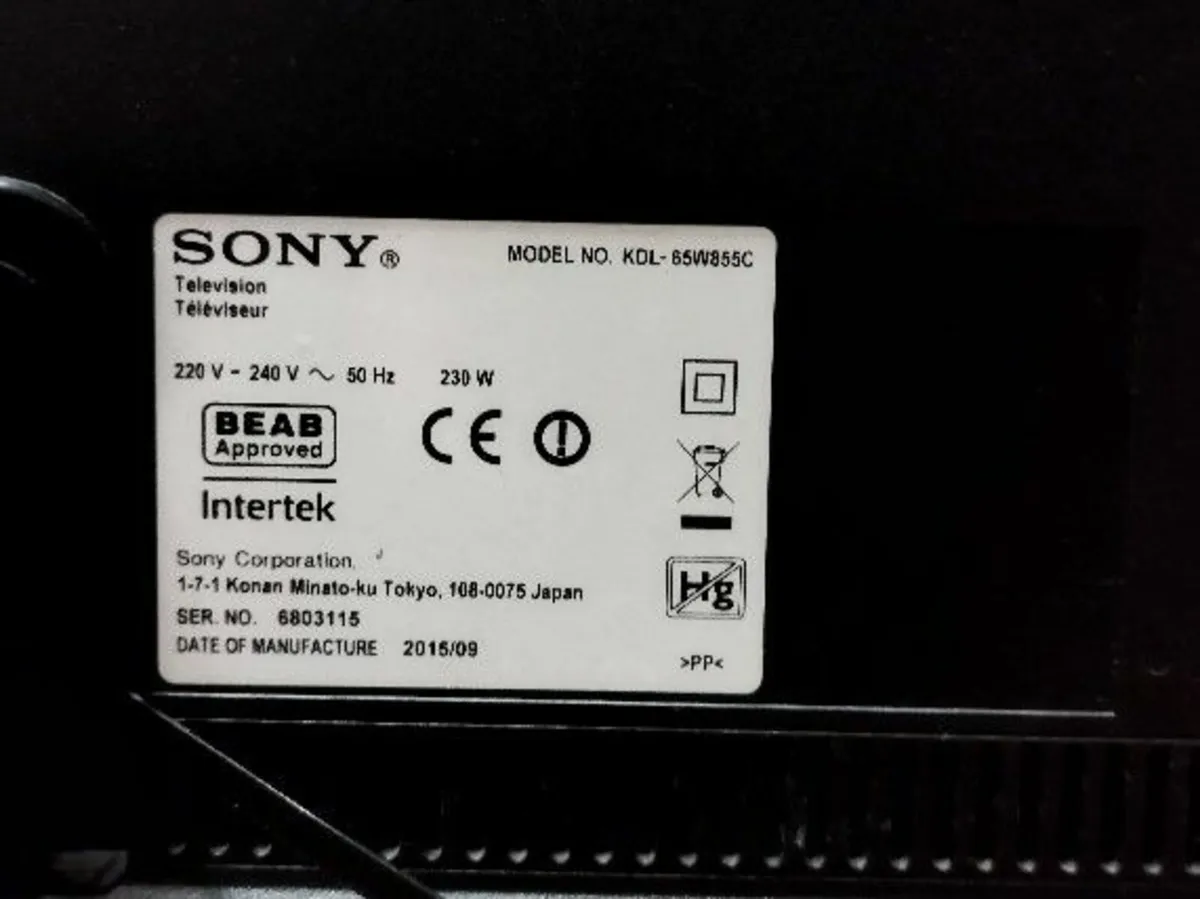 65" TV SONY Bravia KLD-65W855 - Image 2