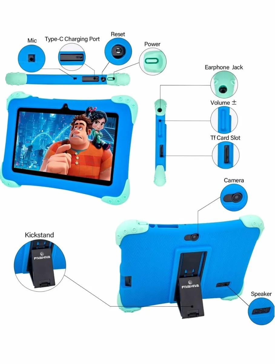 Fivahiva Kids Tablets 7" HD Display Android 11 Tab - Image 3