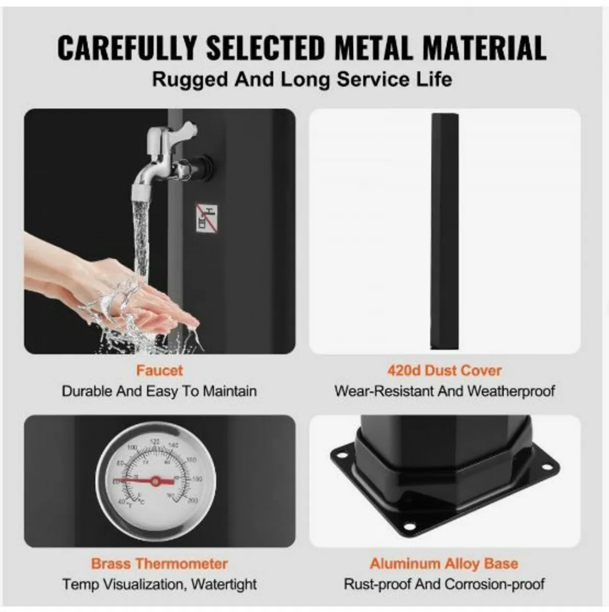 Outdoor Solar Heated Shower, 40L - Image 3