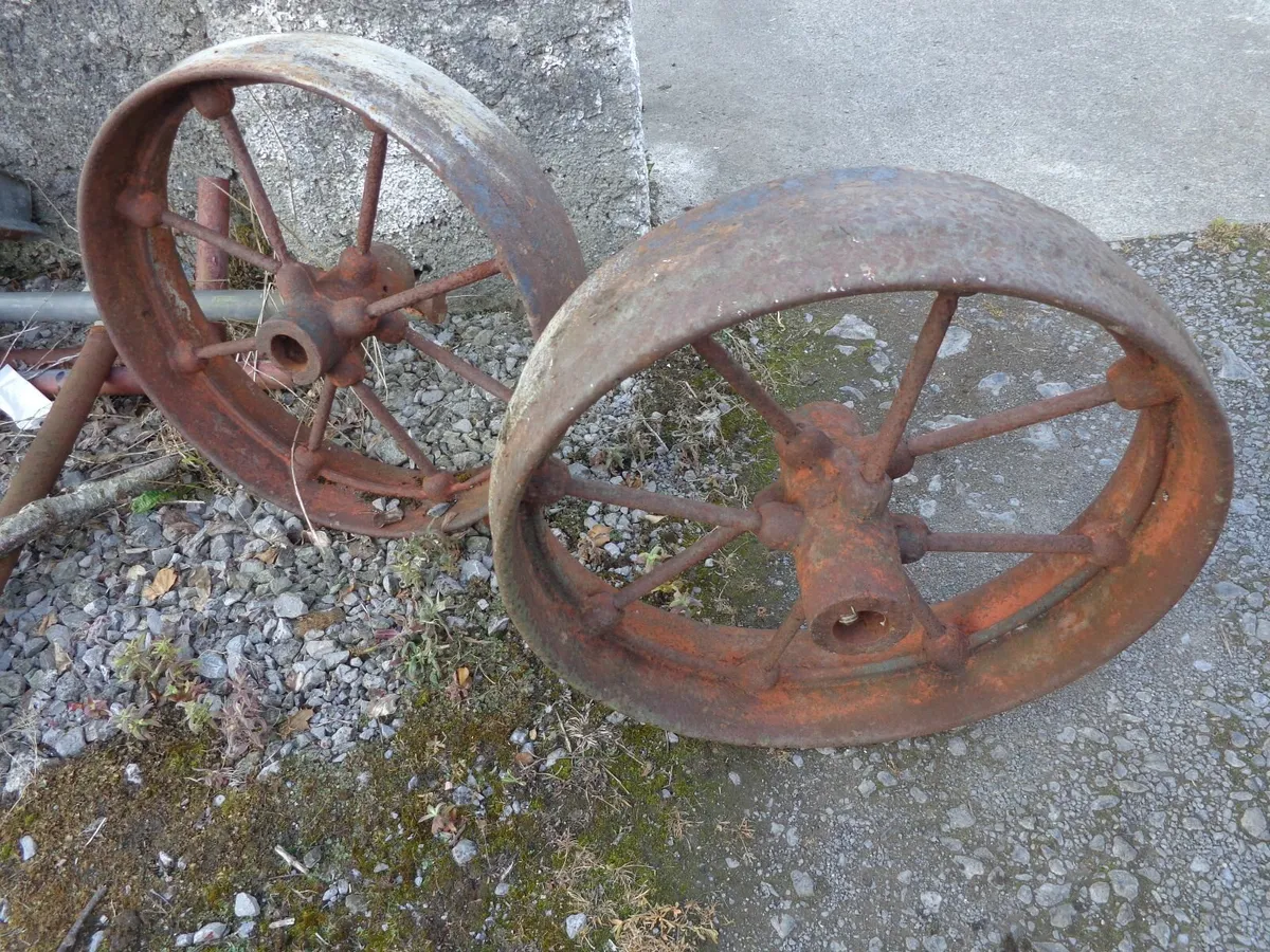 vintage heavy cast iron wheels - Image 2
