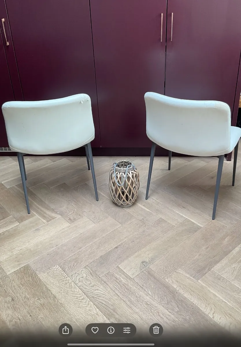 2 White Button Backed Chairs - Image 3