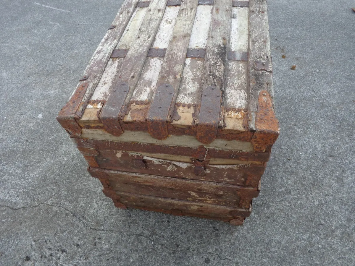 vintage wooden  travel trunk - Image 1