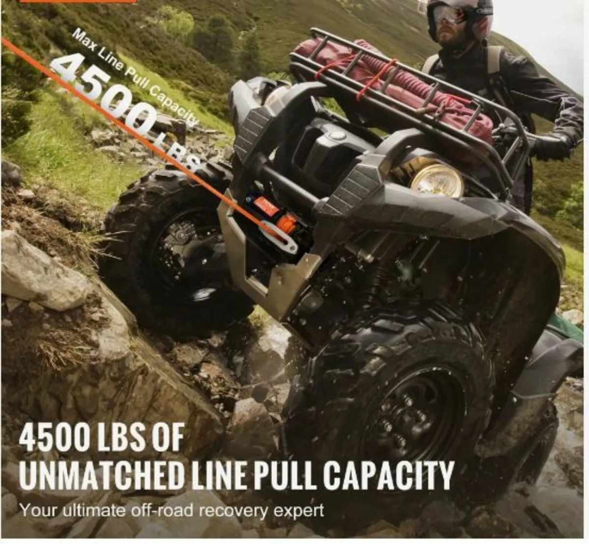 Electric Winch ATV UTV 4500 lb Synthetic Rope - Image 2