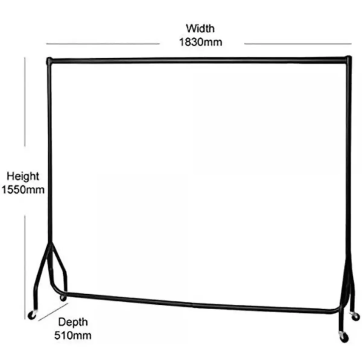 6ft Garment Clothes Rail Heavy Duty 95kg Capacity - Image 2