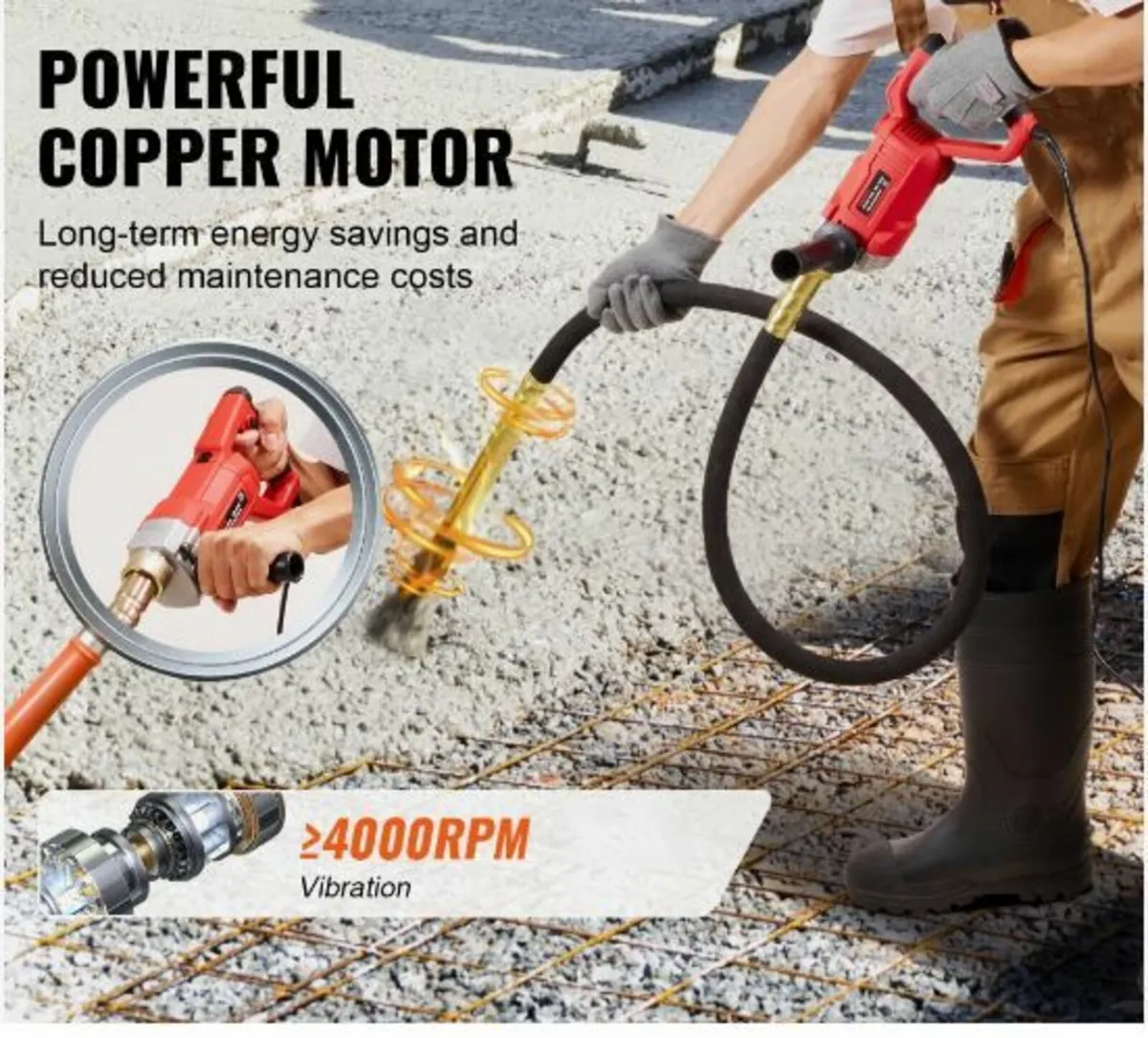 Handheld Electric Concrete Vibrator 960W 2M - Image 3