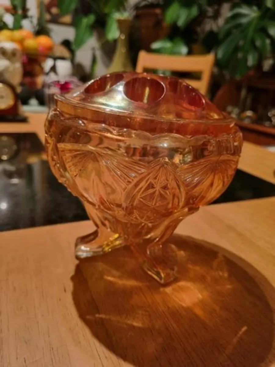 Art Deco Amber Glass Flower Bowl - Image 1