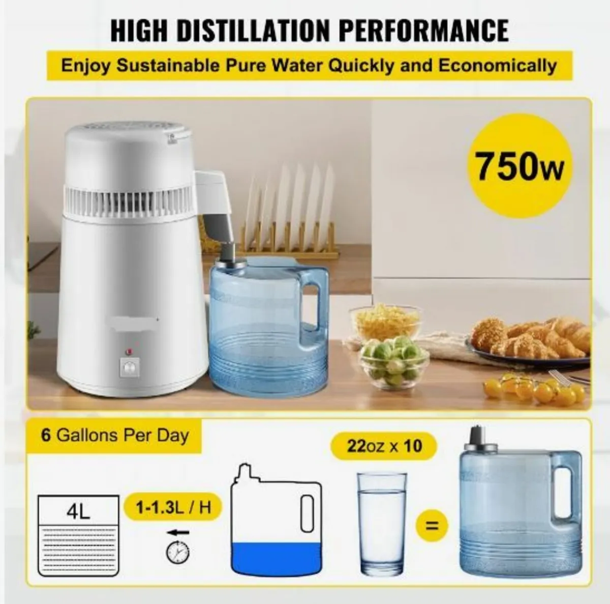 4L Pure Water Distiller 1L/h Water Purifier Filter - Image 2