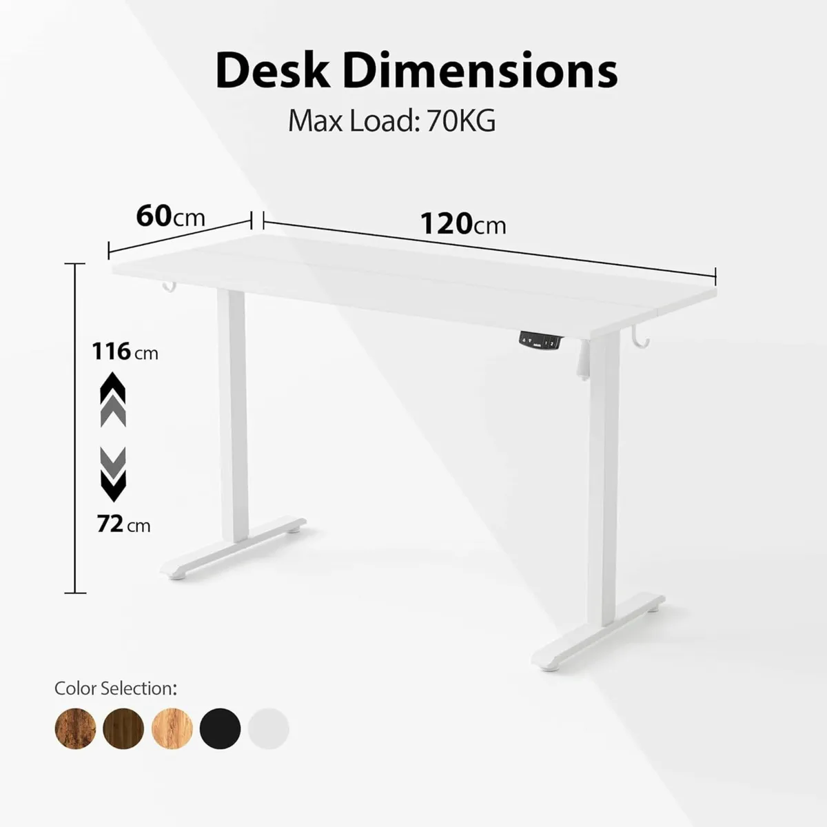Electric Standing Desk office 120x60cm Adjustable - Image 2