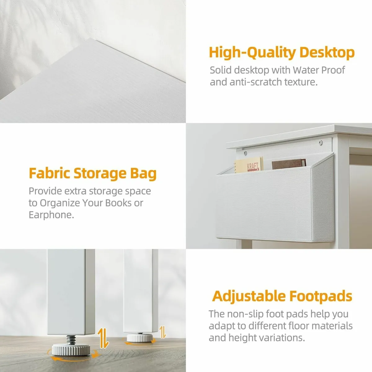 L Shaped Desk Drawers Comuputer white 120cm - Image 2