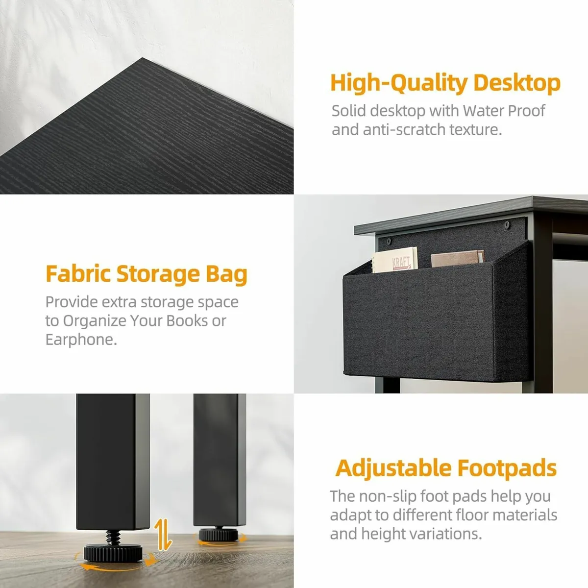 L Shaped Office Desk 4 Drawers 120cm Black - Image 4