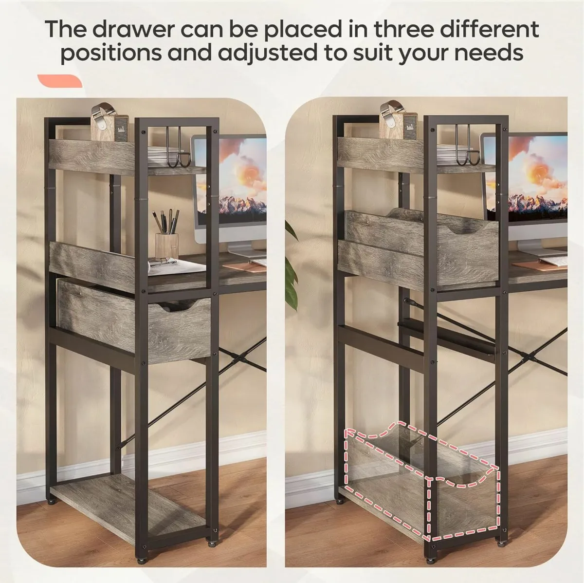 Computer Desk Storage Shelves 120cm Home Office - Image 4