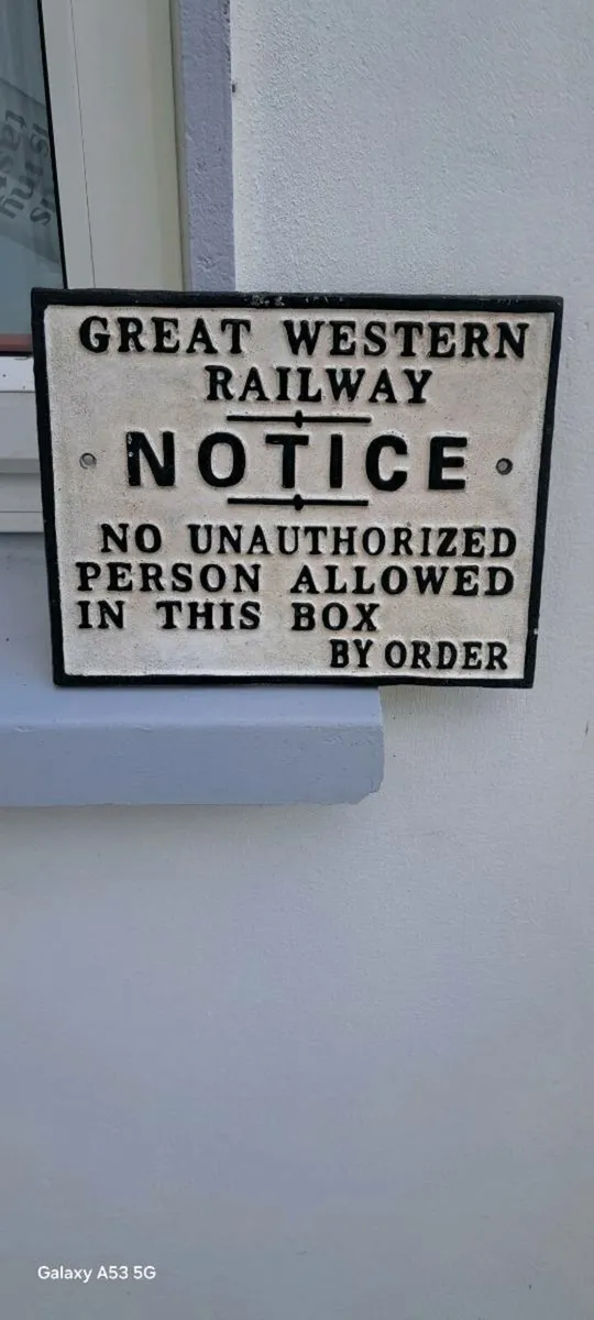 Railway cast iron sign