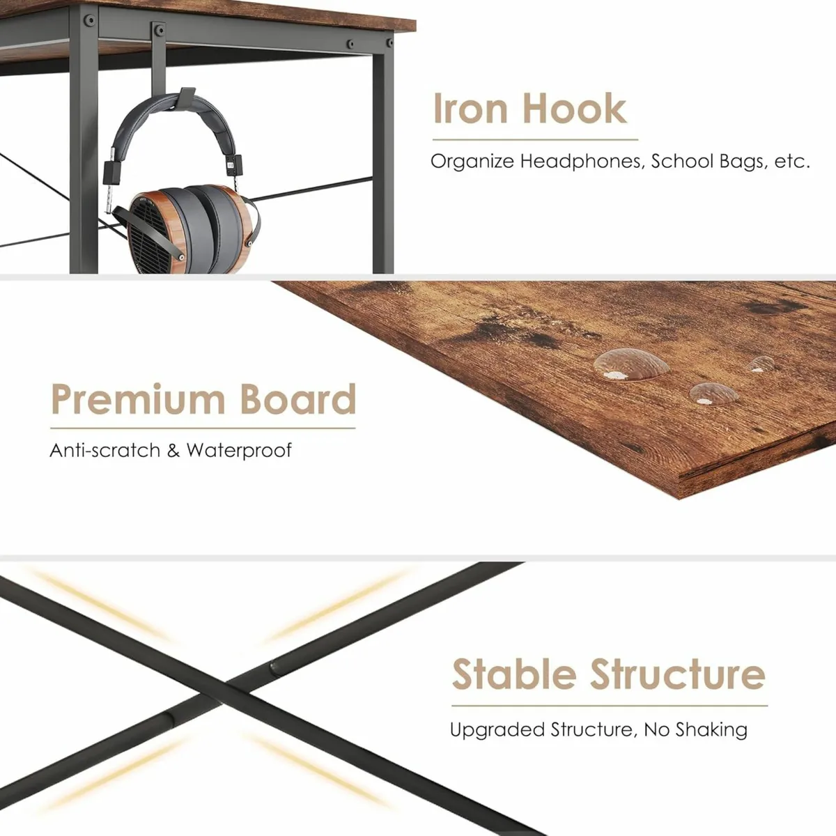Computer Home Office Desk, Brown 140 x 55 cm - Image 3