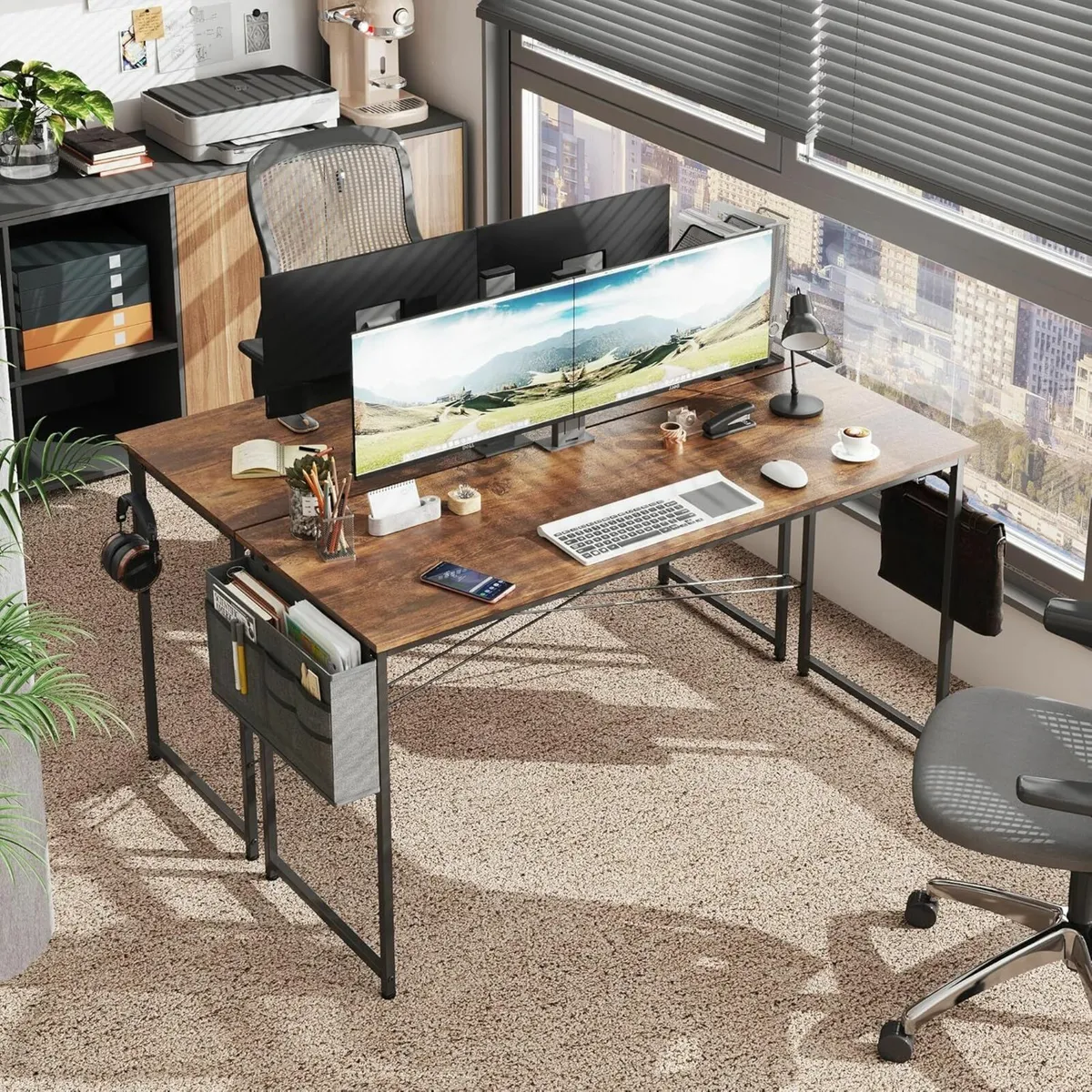 Computer Home Office Desk, Brown 140 x 55 cm - Image 4