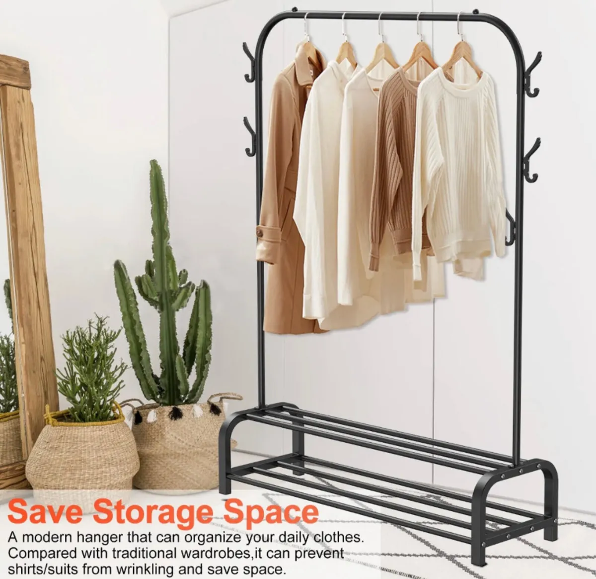 Metal Clothes Rail Rack With Shelves NEW - Image 2