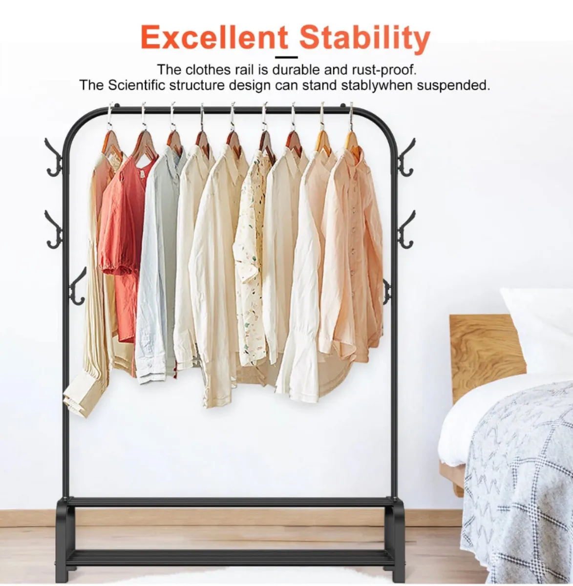 Metal Clothes Rail Rack With Shelves NEW - Image 3