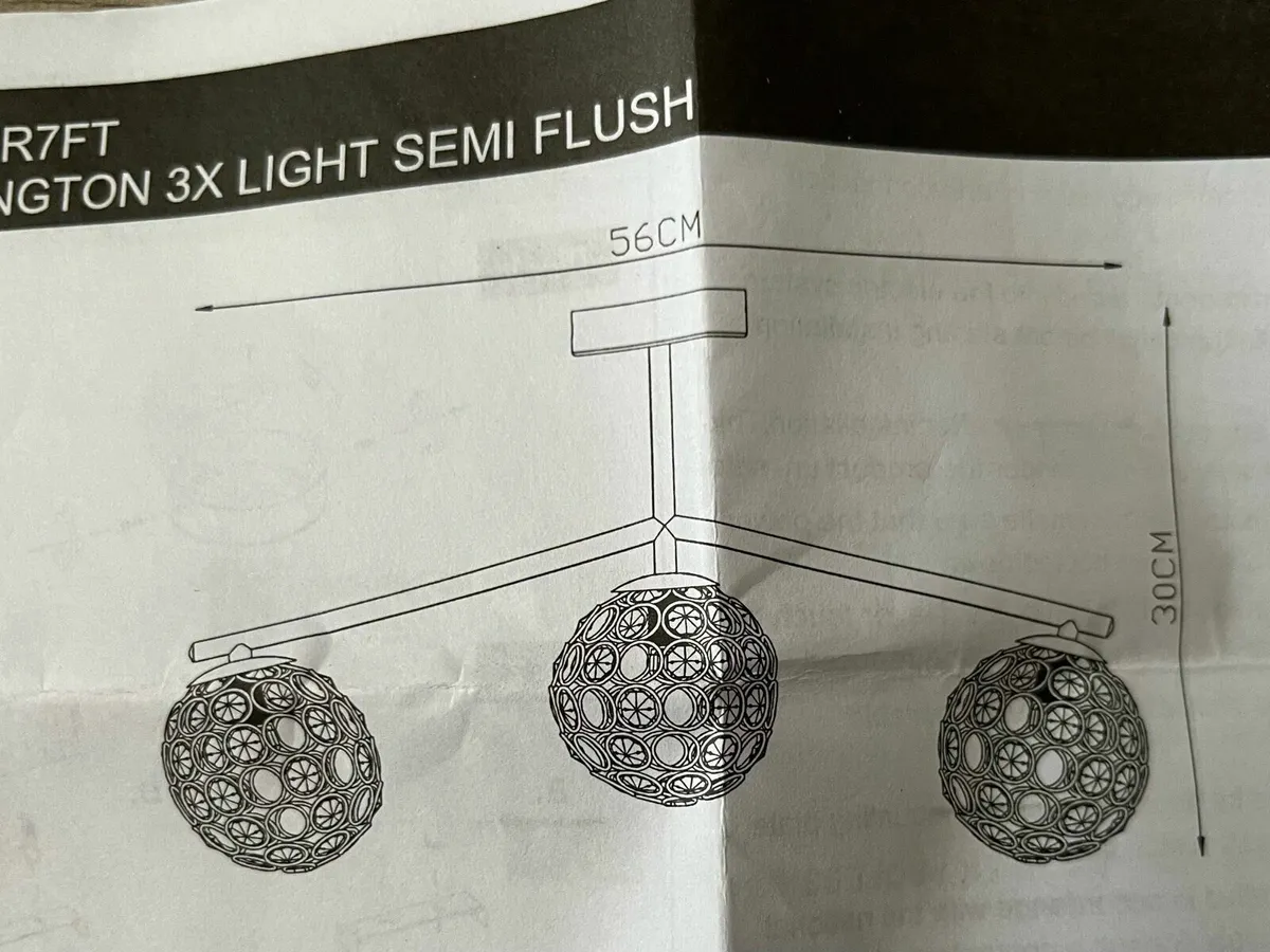 New-3 Light Chrome Ceiling Fitting + 2 Wall Lights - Image 4