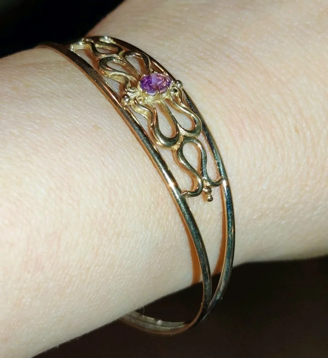 HUGE SLIP ON AMETHYST, 9ct Solid Gold New Bangle ! - Image 2